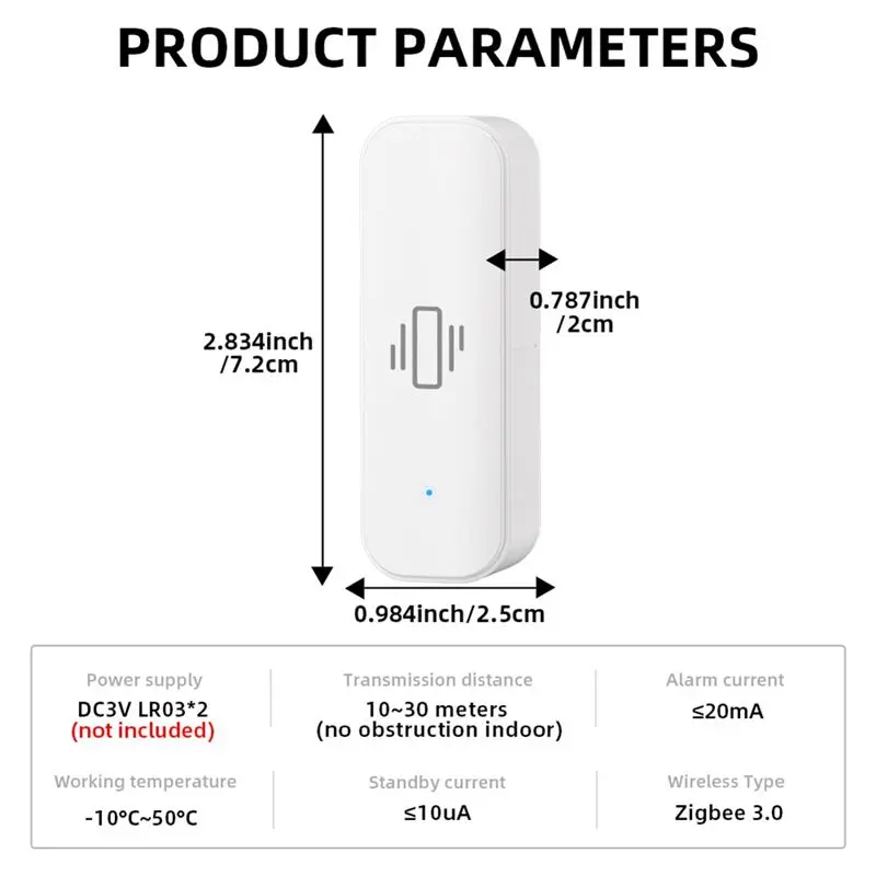 Tuya Smart Vibration Sensor Zigbee Tuya Sensor Monitor App Control Security Protection Zigbee Sensor Motion Shock Alarm-A68E