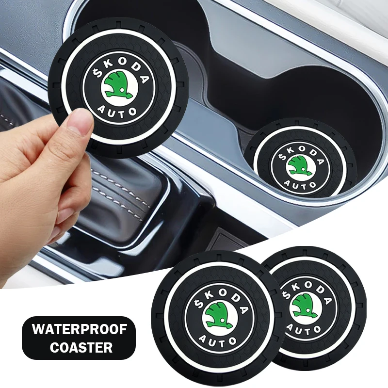 2Pcs Car Water Cup Anti Slip Mat Silicone Heat Resi Coasters Interior AccessoriesFor Skoda Sharp Sharp crystal Sharp Rapid speed