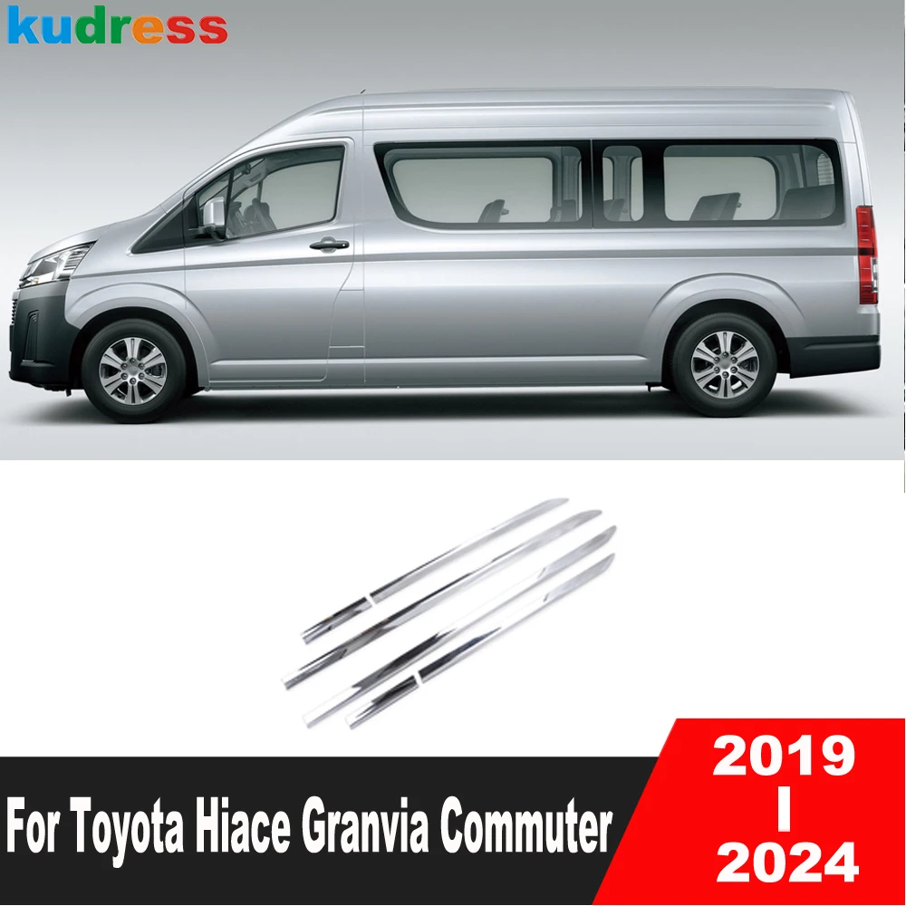 Side Door Body Trim For Toyota HiAce Granvia Commuter 2019-2021 2022 2023 2024 Chrome Car Door Panel Streamer Strip Accessories