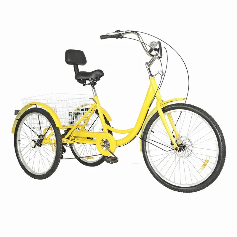 

Педаль для пожилых людей, трехколесный велосипед, 24-дюймовый дисковый тормоз, 7-скоростной трехколесный велосипед