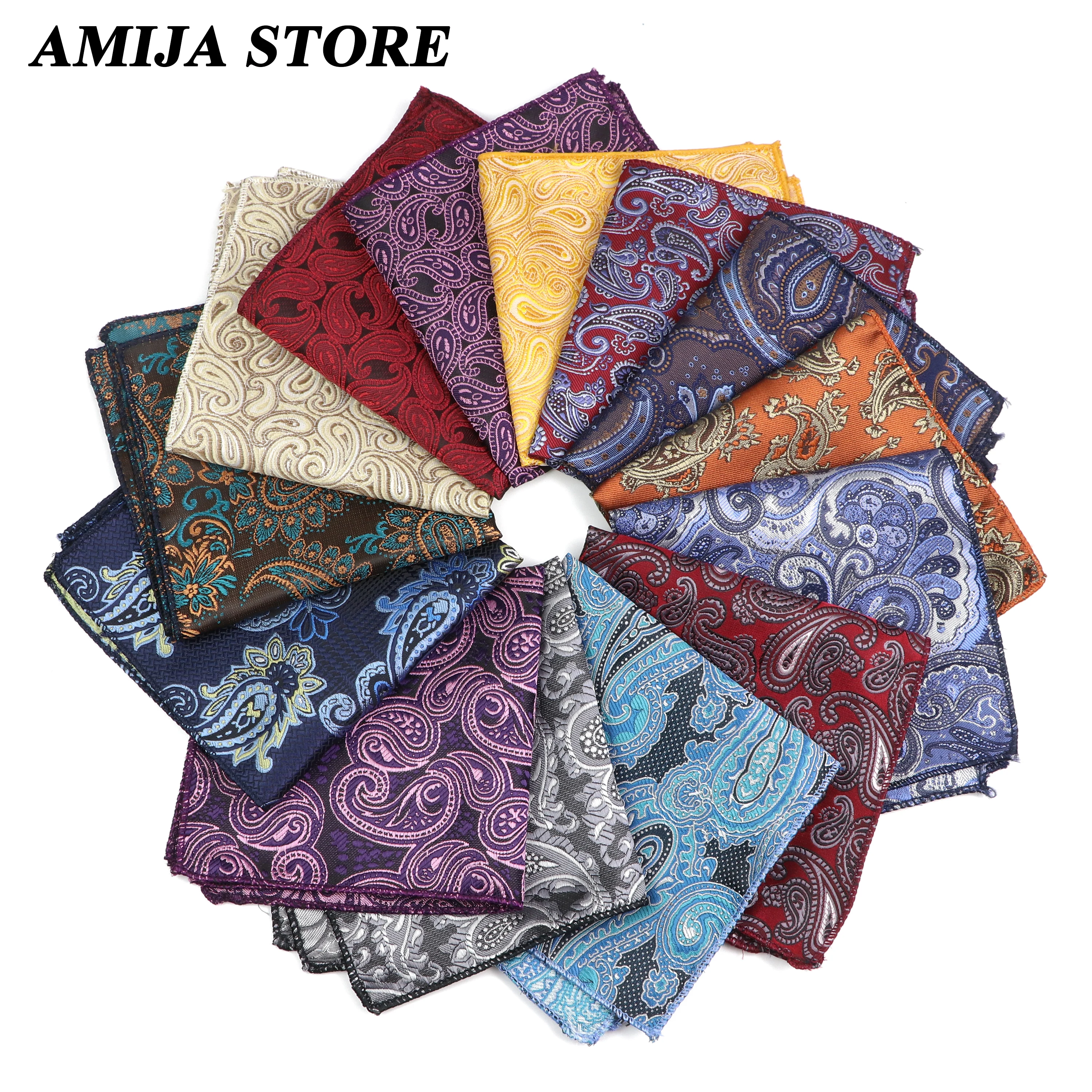 

New Vintage Paisley Men Pocket Square British Design Floral Print Handkerchief Chest Towel Business Suit Hanky Breast Accessorie