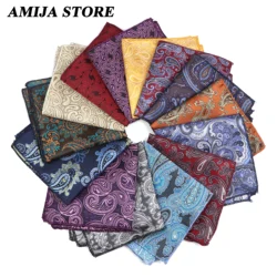 New Vintage Paisley Men Pocket Square British Design Floral Print Handkerchief Chest Towel Business Suit Hanky Breast Accessorie