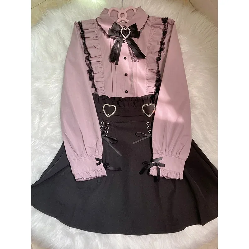 

Kawaii Women Shirts Lolita Y2K Cute Japanese Style Blouse Elegant Long Sleeve Sweet Tops Casual Office Ladies Aesthetic Shirt