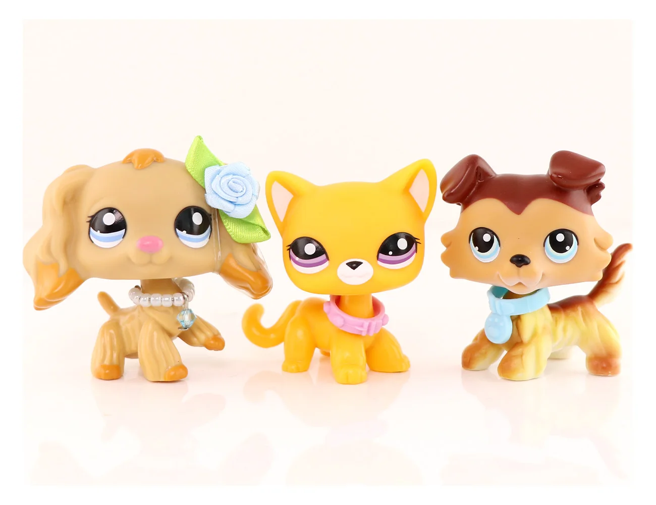

3PCS Short Hair Cat #2433 Cocker Spaniel #1716 Blond Collie #58 with Accessories Collar Kids Gift Cute Toy