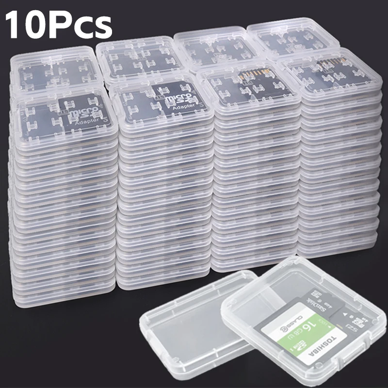 10-1Pcs Protector Holder Micro Box for SD SDHC TF MS Memory Card Storage Case Box Plastic Mini Clear Protective Storage Covers