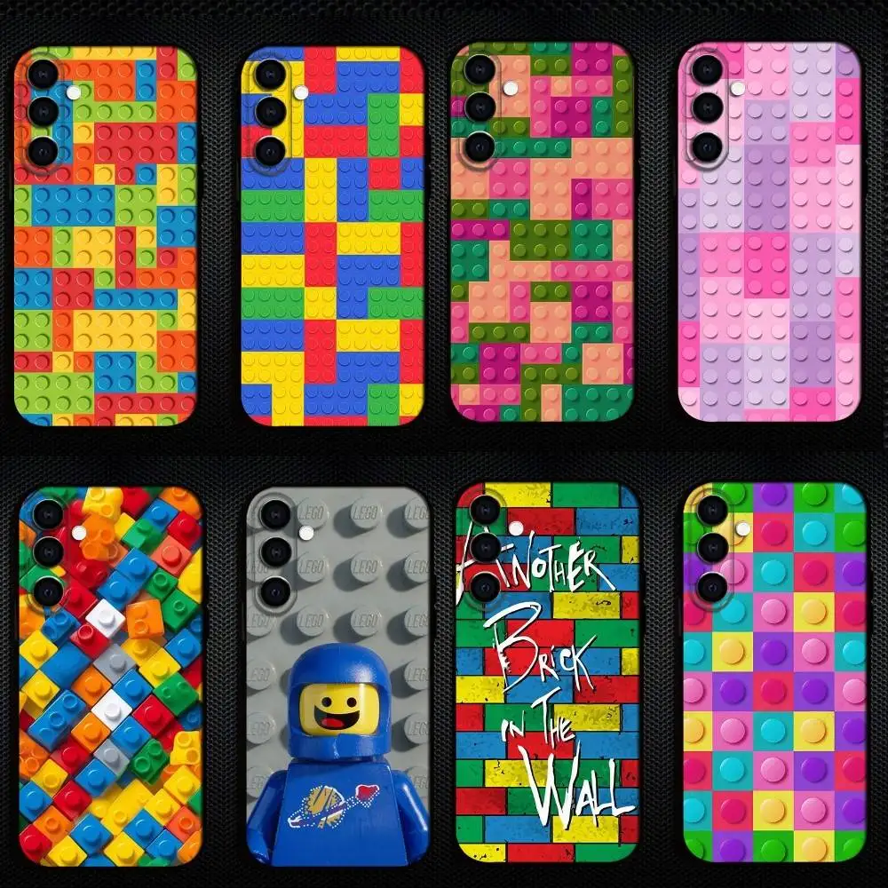 

L-Lego brick background shell Phone Case For Samsung Galaxy A73,A72,A71,A70,A53,A52,A51,Others Soft Black Shell