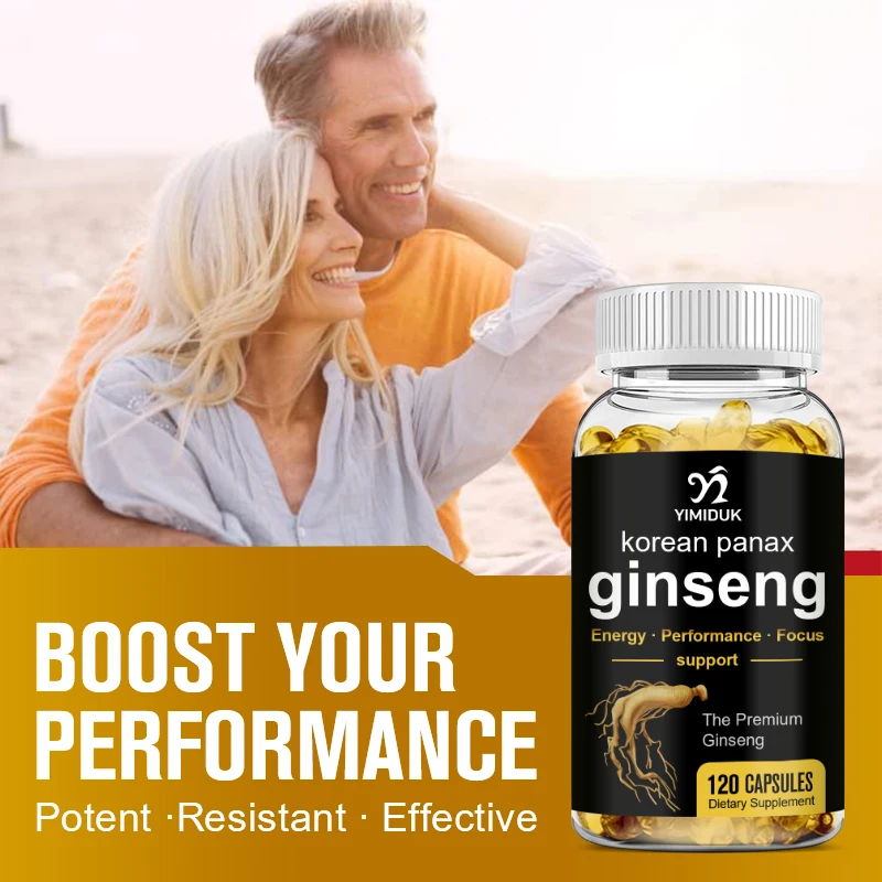 Korean Panax Ginseng Extract Capsules, Increases Physical Strength, Supplement for Energy and Stamina, Strength