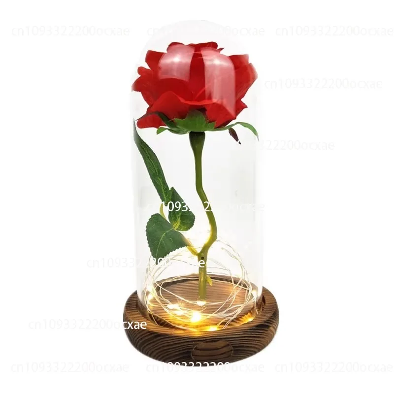 

Glass cover roses, LED luminous decorative ornaments, table ornaments