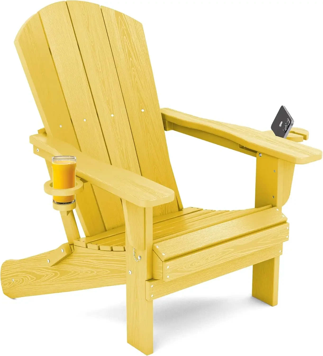 Adirondack Chair with Cup Holders - Composite Adirondack Chairs HDPE Outdoor Chairs All Weather Use- Yellow