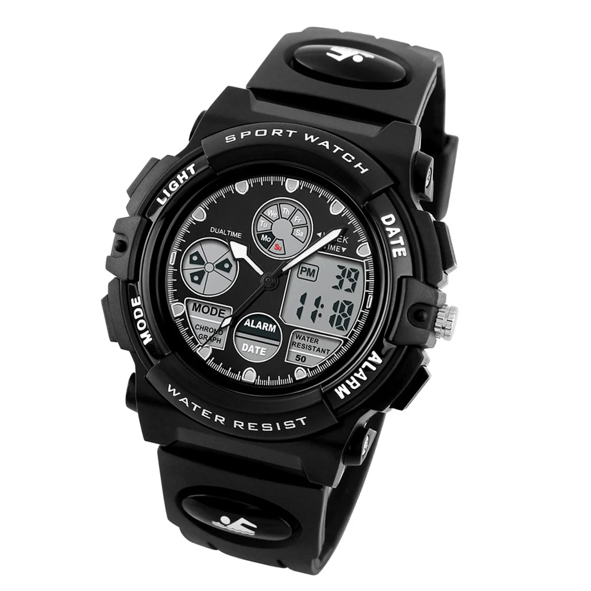 Multifunctional Waterproof Digital Sports Watch Black Outdoor Electronic Wristwatch Stopwatch Timer