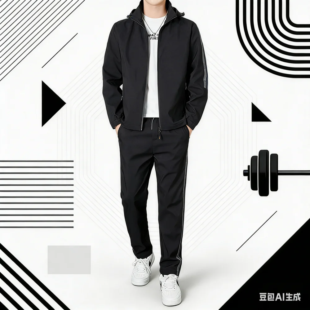 

Мужской повседневный спортивный костюм 2026: весенне-осенняя рабочая куртка и пальто в корейском стиле — модный, стильный и универсальный комплект из двух предметов