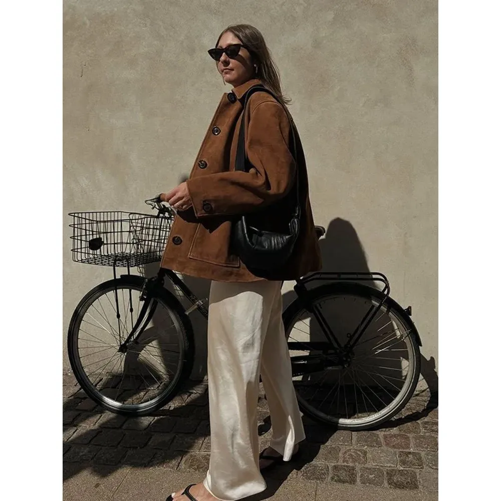 ブラウン-シングルブレスト-フェイクレザー-コート-レディース-ルーズフィット-暖かい-カジュアル-アウター