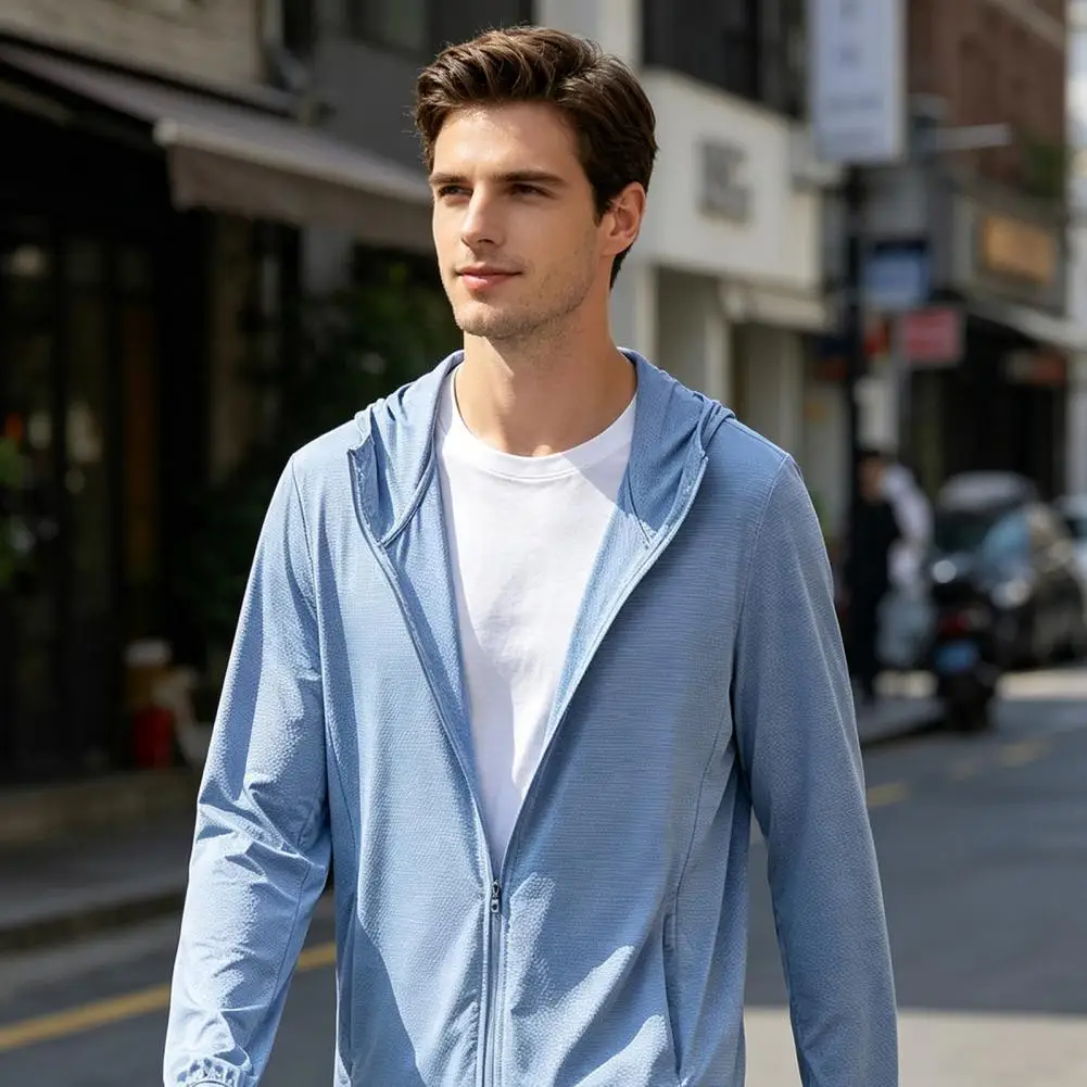 Sun Protection Jacket Hooded Mesh Fabric Sunscreen Coat Anti-UV Coat Lightweight Breathable Mesh