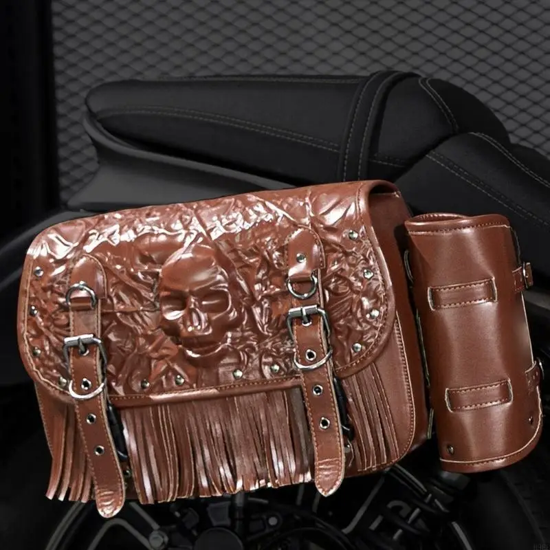 دراجة نارية PU الجلود حقيبة الجانب الأداة الذيل الأداة حقيبة السرج مقاوم للماء H9EE