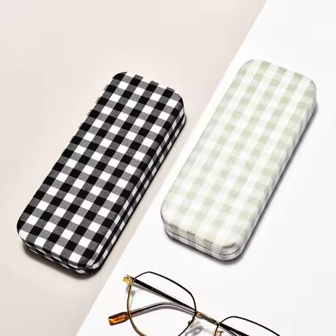 Fashion Anti Pressure Glasses Case Hard Shell Glasses Protection Glasses Storage Box Plaid Eyewear Protector Cover Men