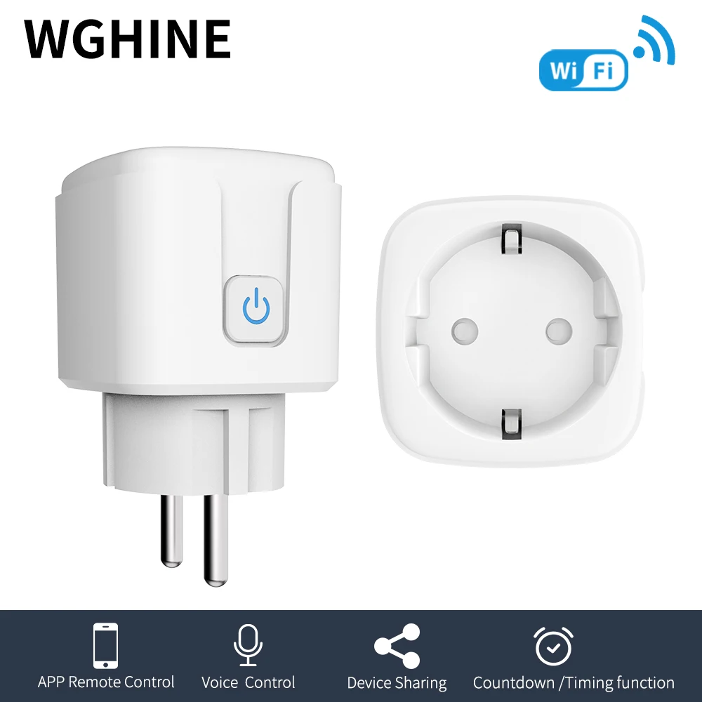 WGHINE WiFi smart socket EU Socket Display Timer AlexaGoogle Home Voice Control Electrical Socket