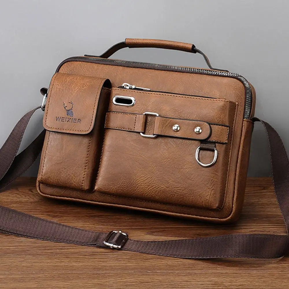 

Waterproof Male Shoulder Bag Lychee Pattern Wear Resistant Shoulder Belt Bags Headphone Jack Leisure Messenger Bag Travel