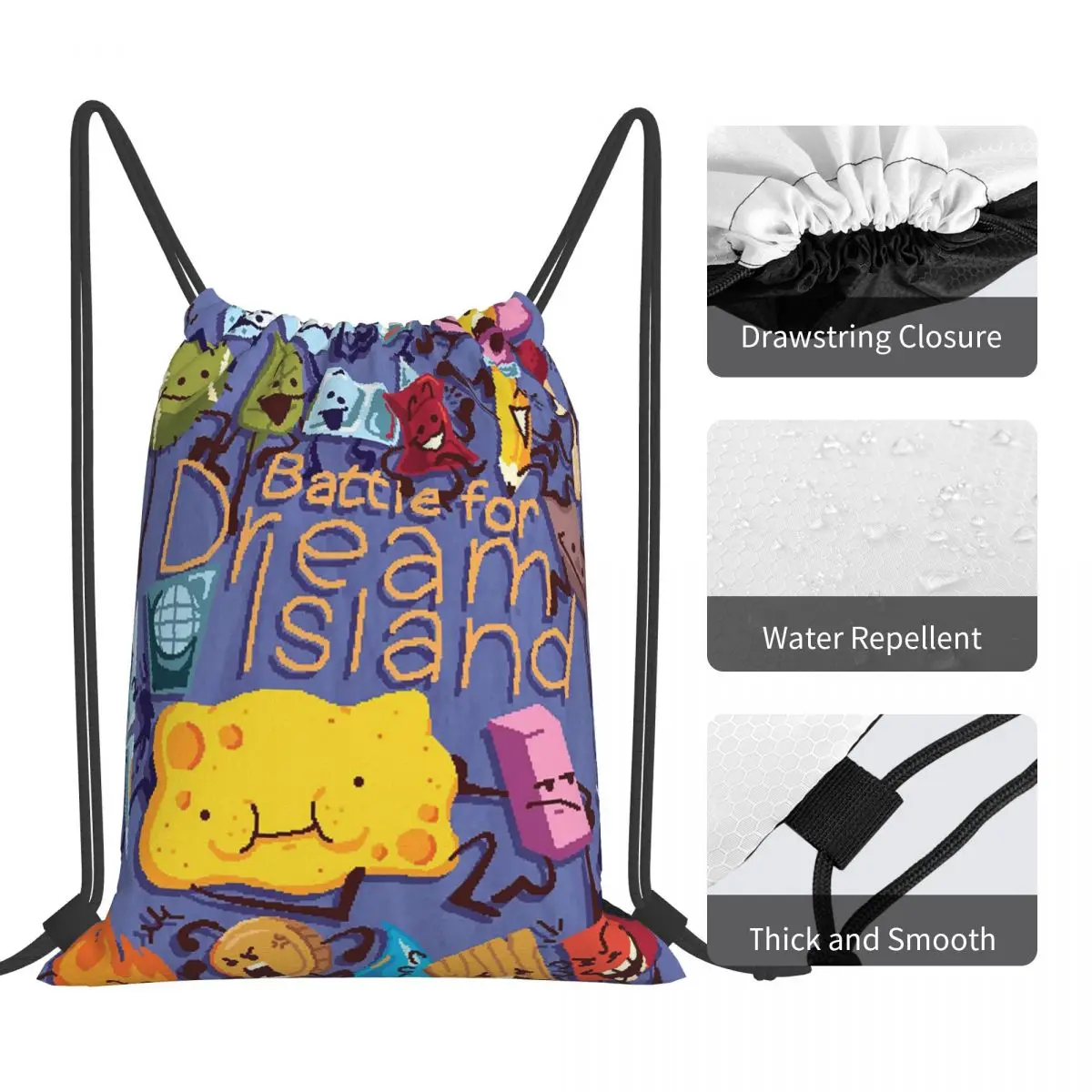 BFDI Quattro zaini BFB Borse casual con coulisse Scarpe Borsa Borse per libri per uomo donna studenti