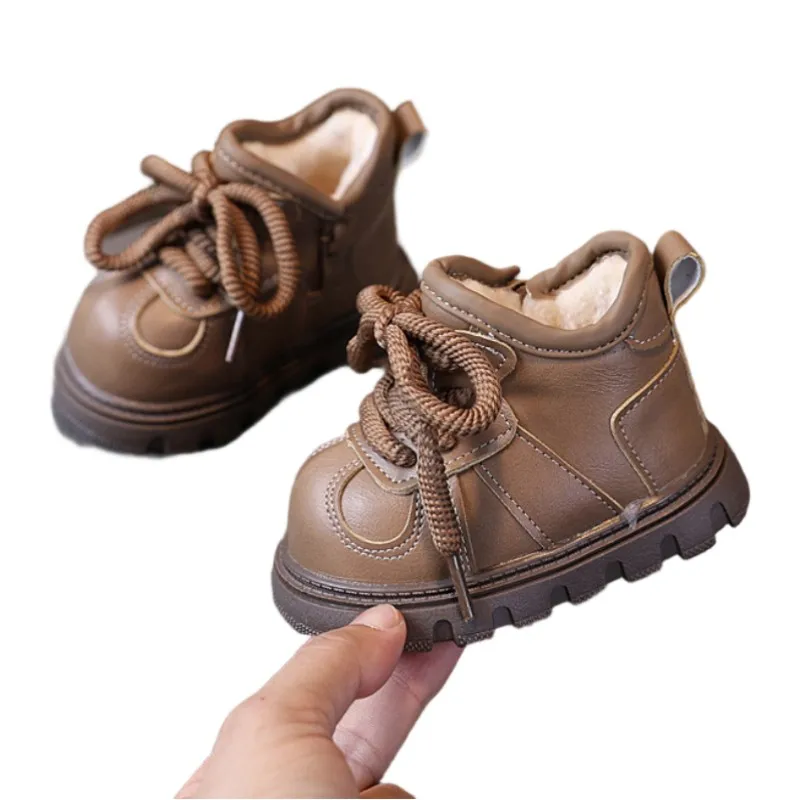 

Зимние хлопковые туфли на мягкой подошве с широкой головкой для мальчиков, детские плюшевые противоскользящие прогулочные туфли для девочек, теплые зимние ботинки, повседневная обувь на мягкой подошве