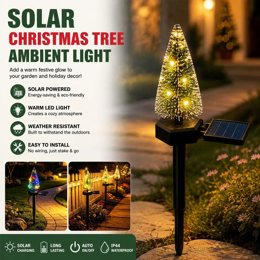 Solar Christmas Tree Ground Stake Light IP65 Waterproof Solar Charging 6H Working Soil Garden Lawn Pathway Holiday Decor Lamp