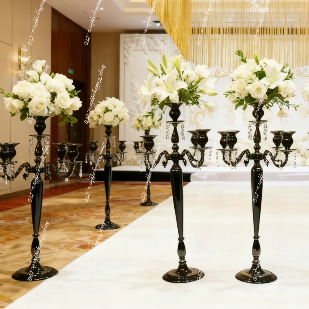 

10ps)90cm)New wedding props wrought iron arch wedding stage background black s arched decorative flower stand set