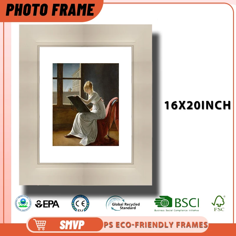 

16x20 Elegant Light gray Photo Frame with Red Accents Perfect for Art Studio Decor and Creative Displays Picture Frame