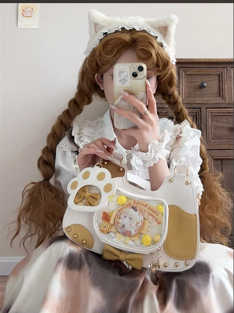 Girl's Bags Kawaii One-shoulder Cross-body Small Food Bar Two-dimensional Hand Bag Transparent Cute Shoulder Bag for Women