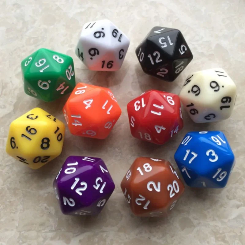 10 PCS Transparent Multicolor Dice Random Colors 20 Sided Dice Funny Puzzle Game