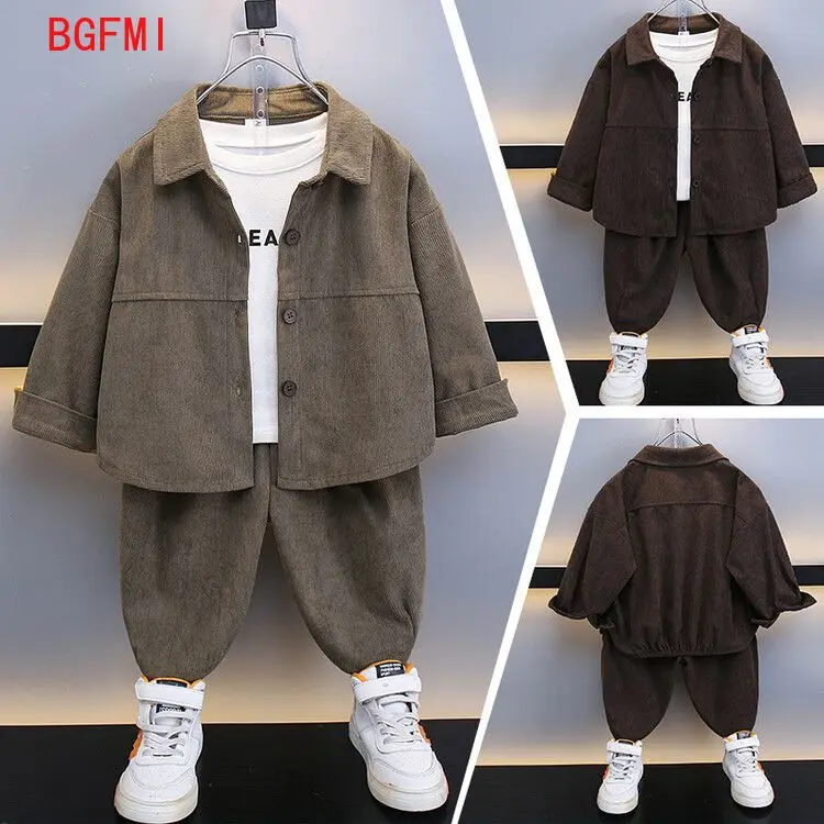 2-10Y الكورية ملابس الأطفال الفتيان ربيع الخريف موضة مجموعات غير رسمية جديد الاطفال طويلة الأكمام رقيقة سروال قصير سترة بانت 2 قطعة مجموعة #3