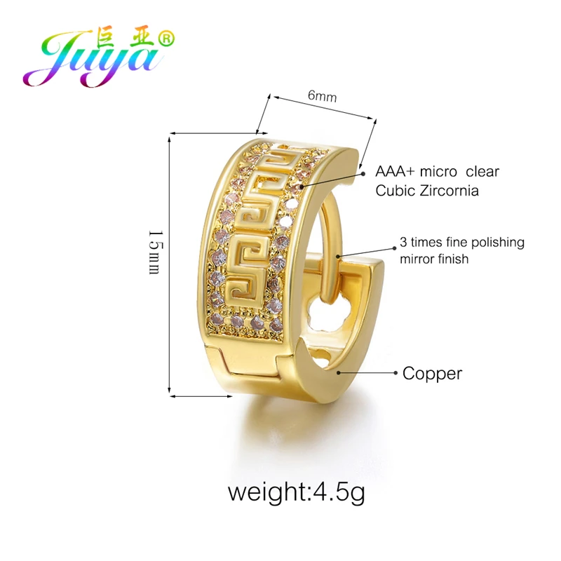 Juya Handgemachte Micro Pflastern Zirkon Gold/Silber Farbe Luxus Hoop Ohrringe Für Frauen Braut Abend Party Schmuck Großhandel – Detail 2