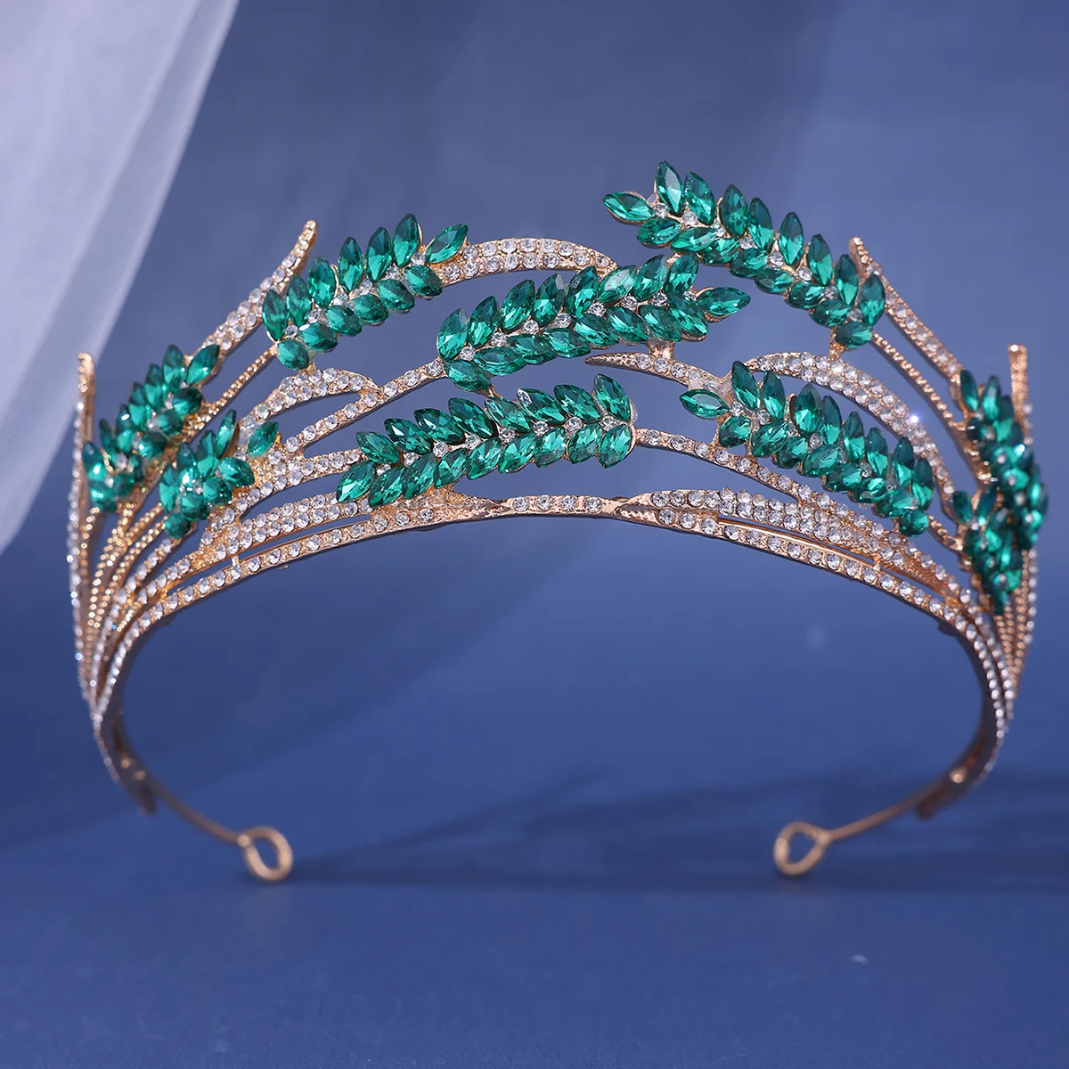 Baroque retro Crystal Wheat Shape Crown Handmade Bride 