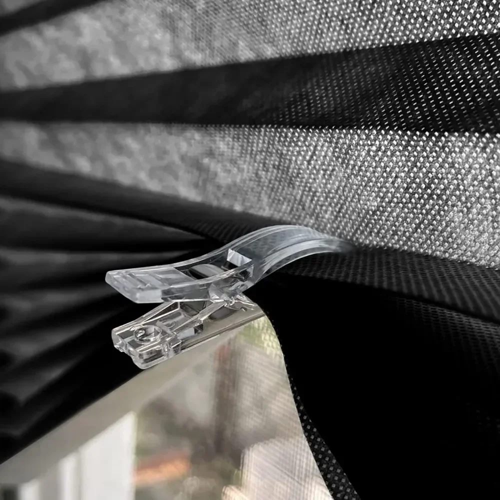 للستائر الشفافة بدون الماس 12 مشبكًا بلاستيكيًا لستائر التعتيم اللاسلكية، مشابك ستائر ظلة مطوية