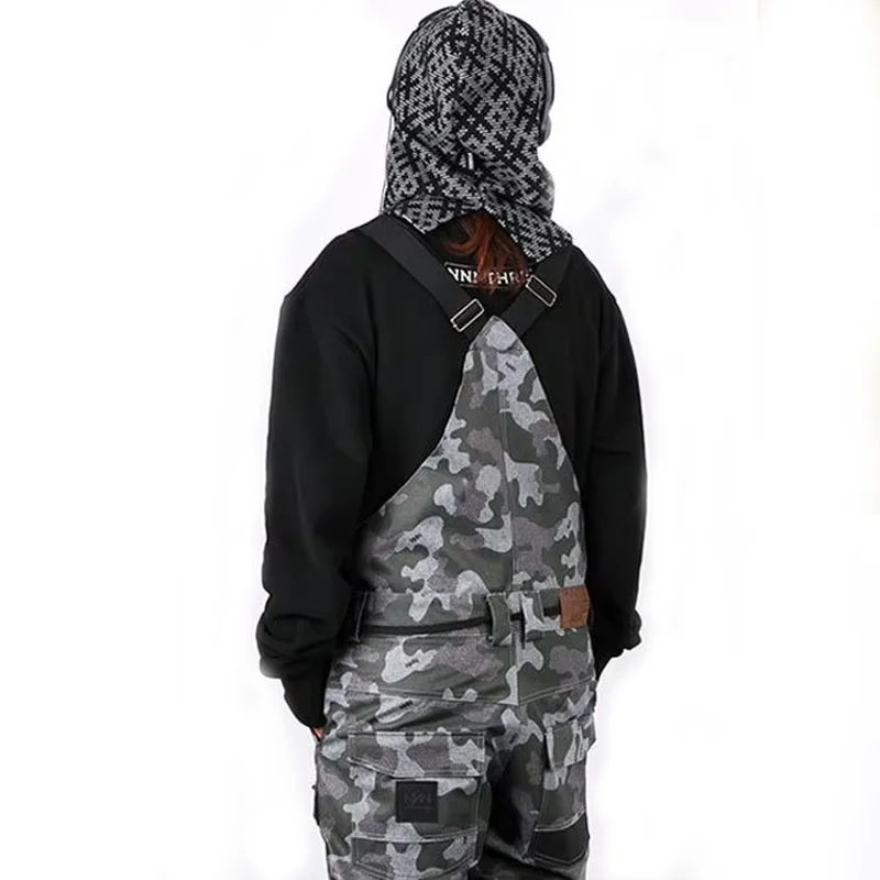 STLF الرجال النساء الدافئة والرياح تزلج بانت التمويه فضفاض حجم كبير وزرة رياضية لركوب الدراجات والتزلج على الجليد الحمالات Tro