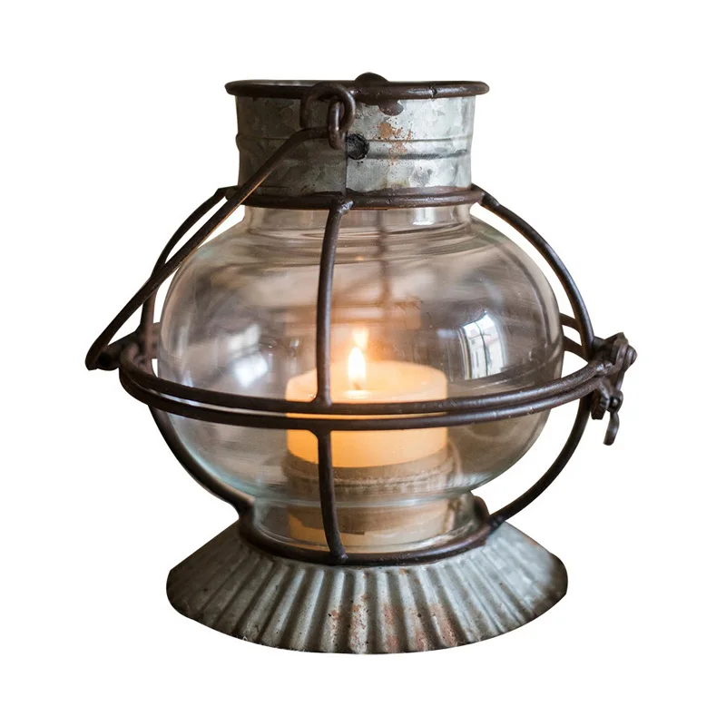 

Decorative Indoor Vintage Metal Candle Lantern with Clear Glass