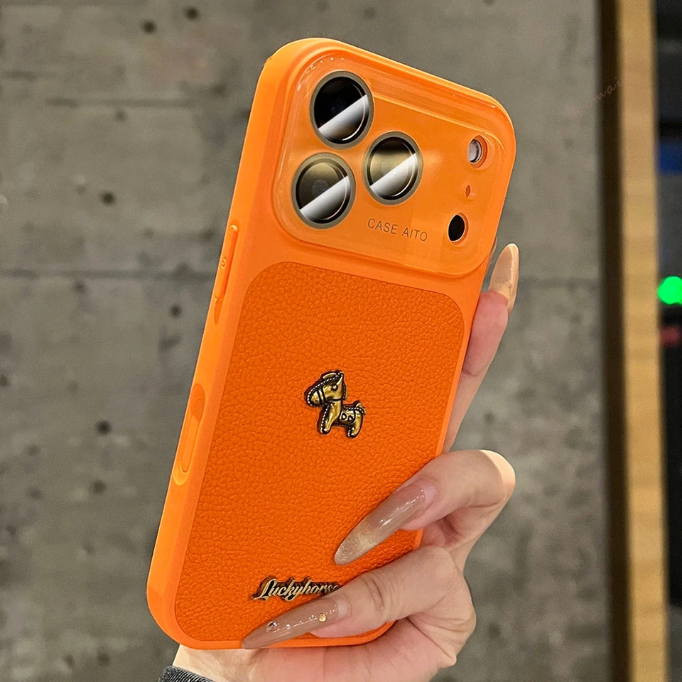 Lucky Horse Official Phone Case For iPhone 15 14 16 17 Pro Max 17Pro Luxury Big Window Shockproof Len Camera Protector Cover