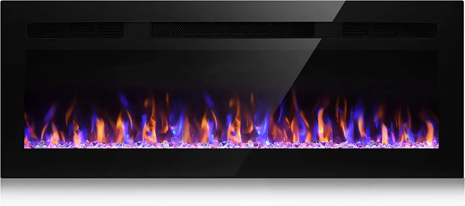 50 Inch  127CM Electric Fireplace Black Customized Modern Wall Mounted Fireplace Simplex Electric Fireplace