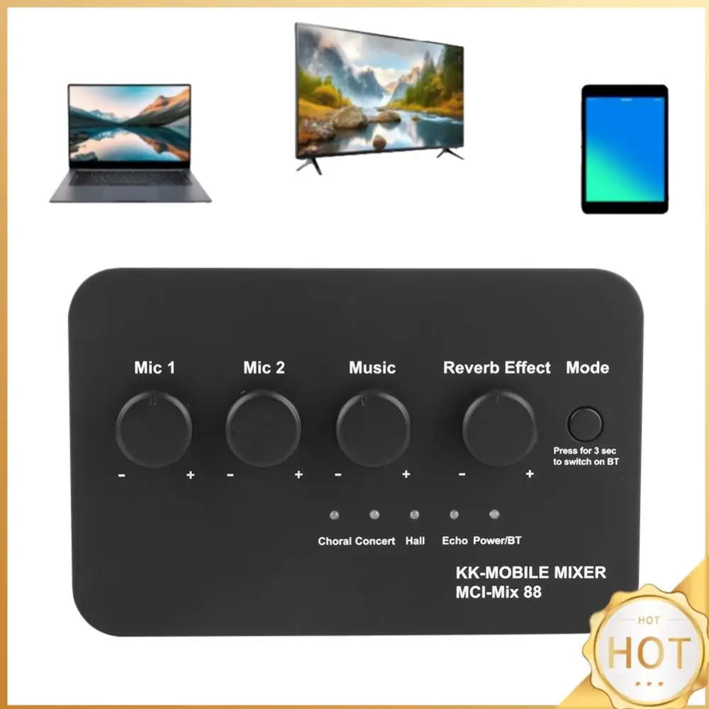 

Портативный караоке-микшер с AUX IN/OUT, подключением по Bluetooth, двумя входами для микрофонов, звуковой микшер для караоке, для диджеев, домашних вечеринок и театра
