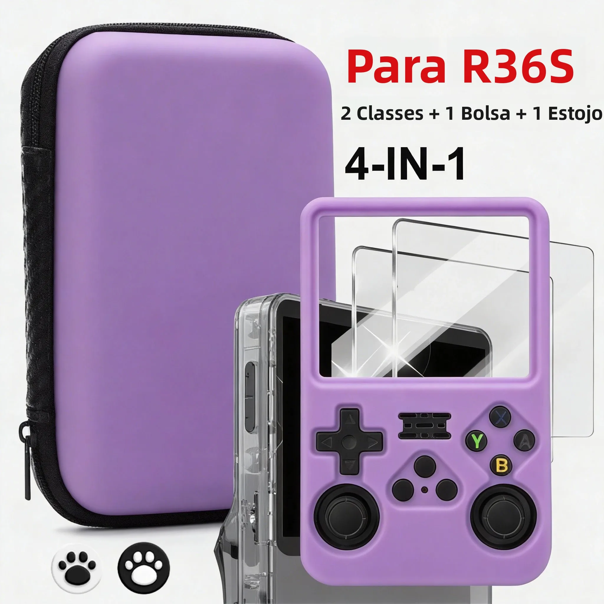 Bolsa de Armazenamento para Console de Jogos R36S/R35XX, Estojo Protetor Duro EVA Portátil, Acessórios, Capa de Silicone R36S, Película Protetora de Tela