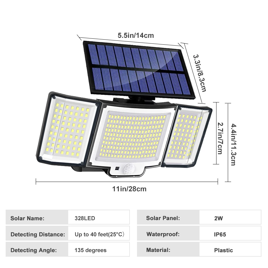 348/328 LED Solar Light Outdoor Powered Sunlight Waterproof PIR Motion Sensor Street lights for Garden Path Garage wall lamp