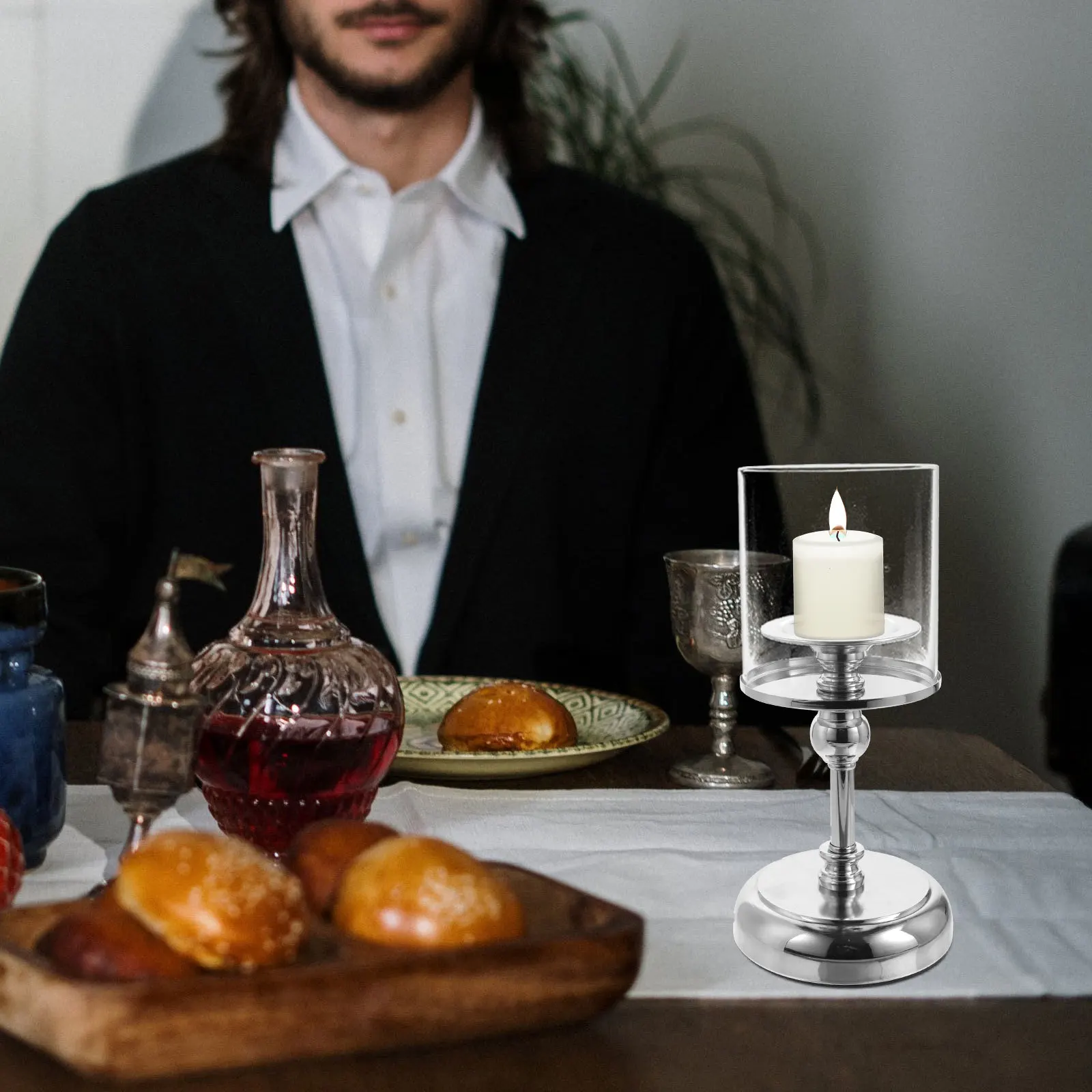 

Nordic Style Decorative Holder Desktop Romantic Stand Glass Cover Wedding Party Home Accent Tea Light Holders