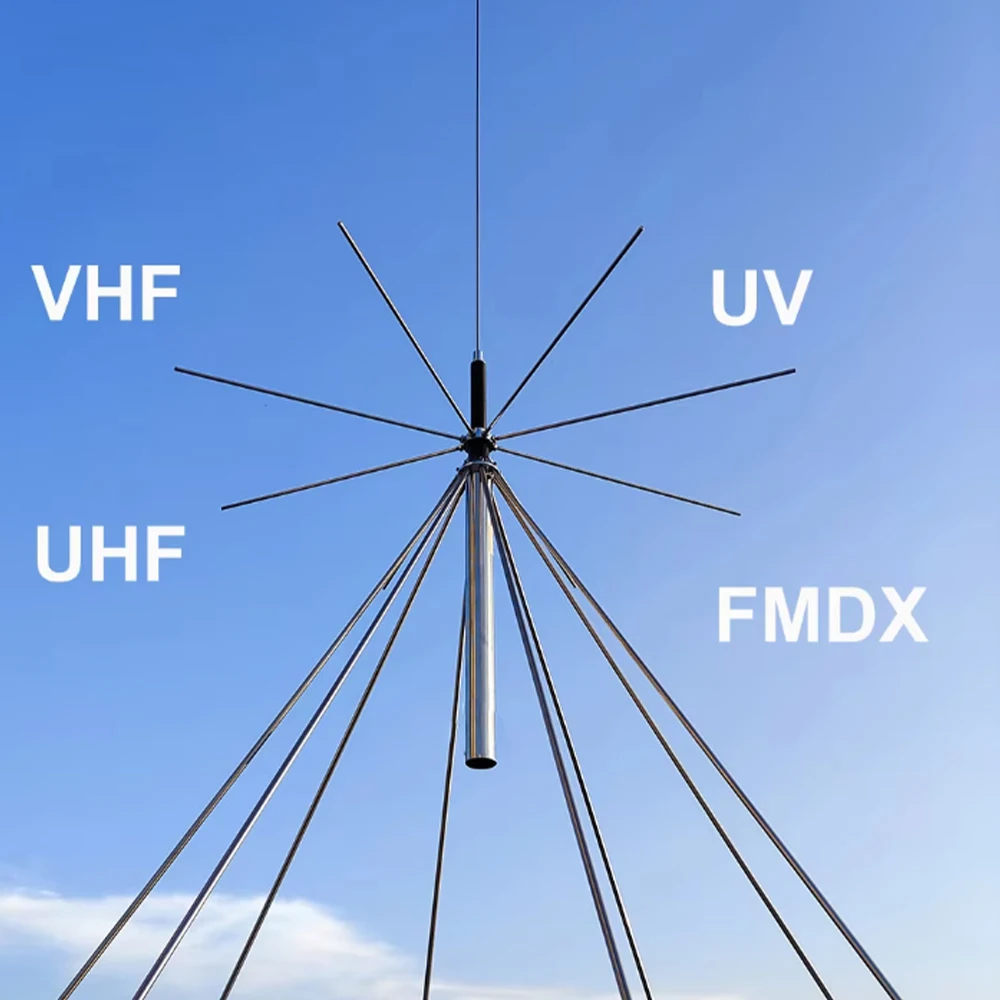 Ultra-Wideband Discone Antenna,Multi-Frequency Compatibility from 25MHz to 3000MHz,Featuring PL259 Connector