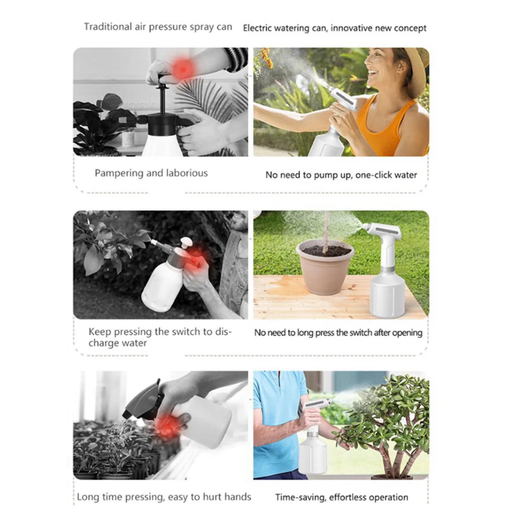 

-ABKM 2X автоматический электрический садовый насос-распылитель USB аккумуляторная бутылка-распылитель портативный распылитель для двора и газона - белый