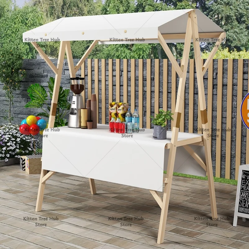 Market Stall Rack Wooden Night Market Custom Small Stall Shopping Mall Snack Cart Mobile Float Folding Stall Car Market
