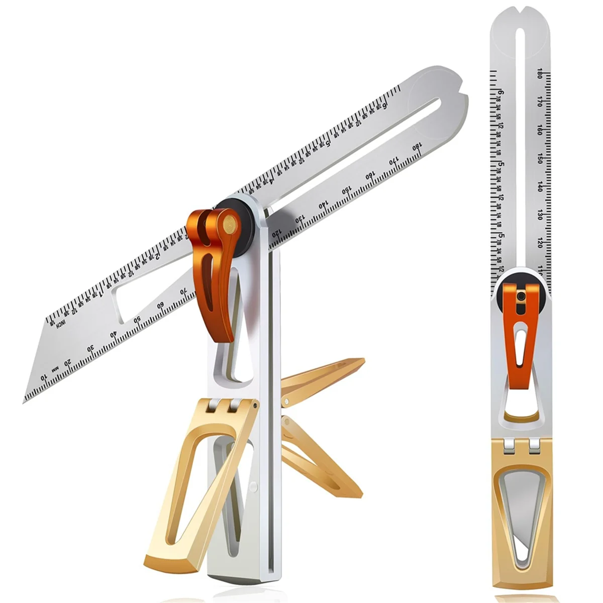 Stainless Steel Dovetail Clamps, Precise 1:6 and 1:8 Slopes for Woodworking -T-Bevel Sliding Angle Ruler Protractor