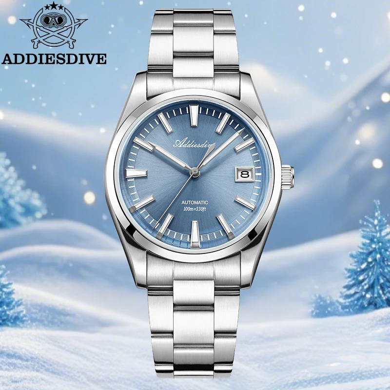 ADDIESDIVE-Montre-bracelet automatique pour homme, NH35, mécanique, étanche, verre à bulles de 100m, 39mm, AD2077, nouveau