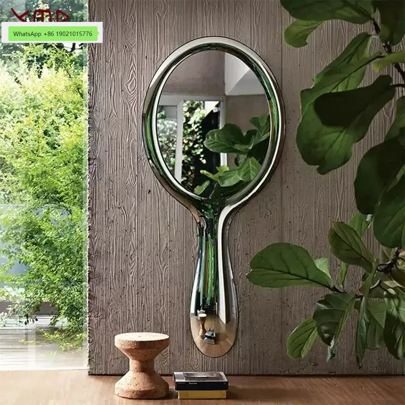 HJ creative art stainless steel full-length mirror wall-mounted decorative floor-to-ceiling special-shaped mirror