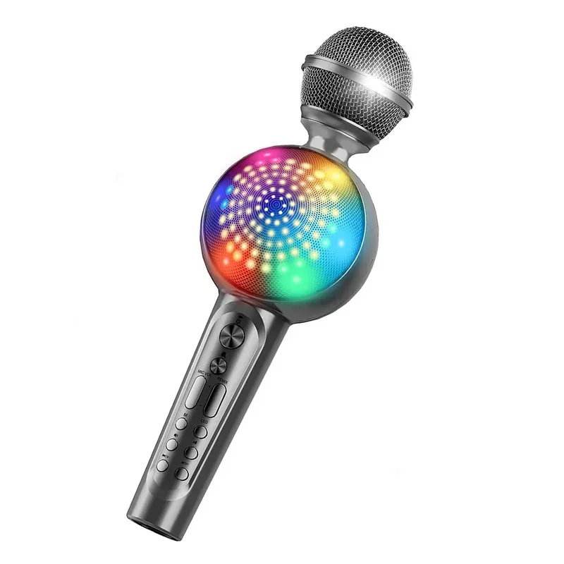 

Bluetooth Karaoke Microphone for Phone Wireless Portable Handheld Mic Speaker with LED Light Magic Sound Singing Machine