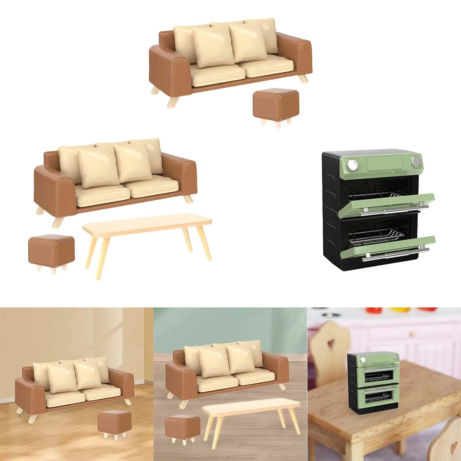 

Miniature Sofa Dollhouse Furniture for DIY Projects Photo Props Decoration