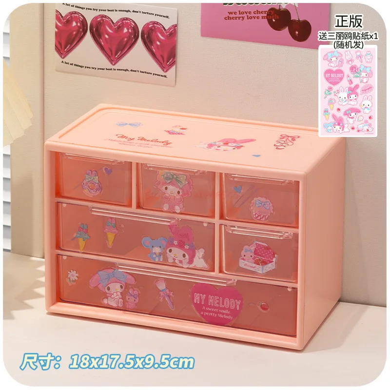 Imagem -06 - Sanrio Jiugongge Caixa de Armazenamento Pequeno Objeto Fita Desktop Gaveta Quadro Bonito Jóias Lentes de Contato Cosméticos Gabinete de Acabamento Prateleira