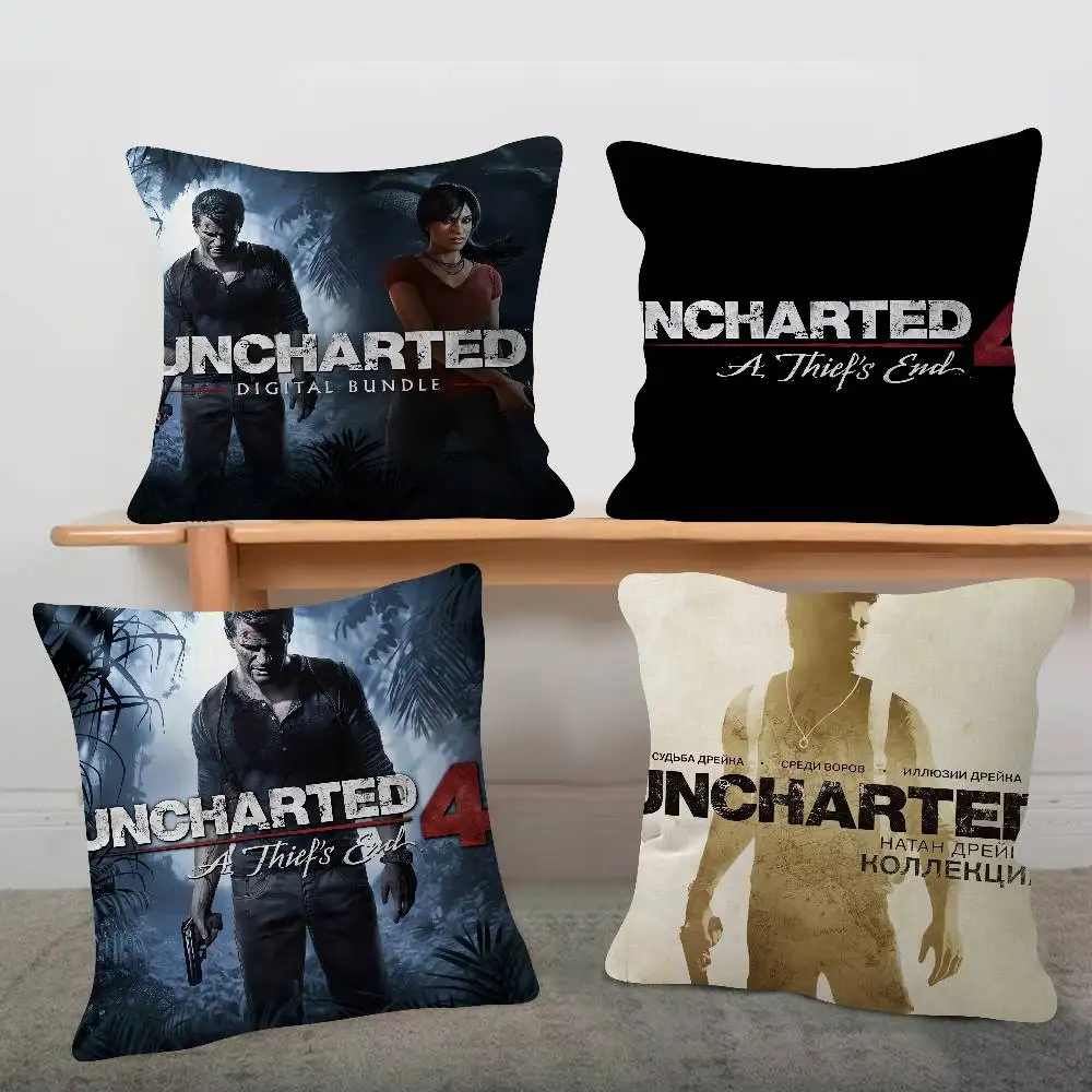 Game Uncharted Cute Cartoon L Game Cushion Cover Pillowcase Upholstery Sofa Throw Pillow Home Decor Pillowcas